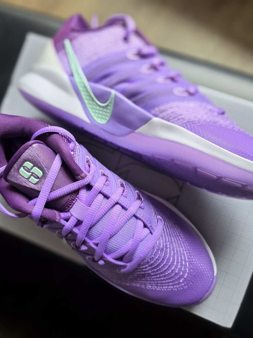 Nike Sabrina 3- "FLOWERS" Women’s Lavender Athletic Sneakers with Mint Swoosh- 5